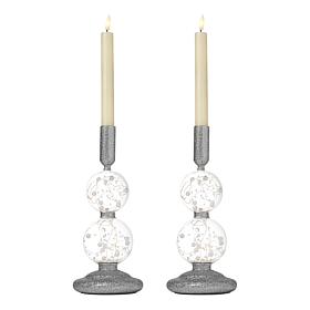 "As Is" august & leo LED Pearl Glitter Candle Pedestals - Set of 2