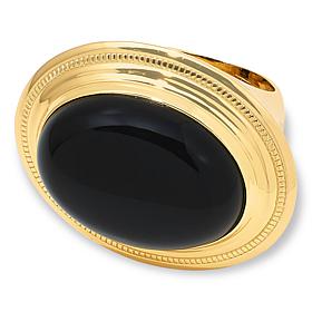 "As Is" Bellezza Bronze Black Chalcedony Antique Replica Solitaire ...