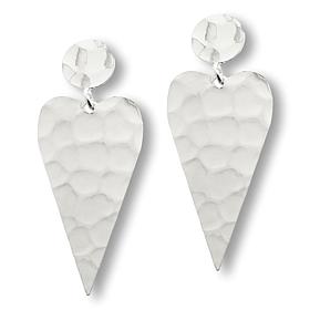 "As Is" Bellezza Bronze Hammered Elongated Heart Drop Earrings