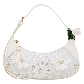 "As Is" Betsey Johnson Lacey Crochet White Shoulder Bag