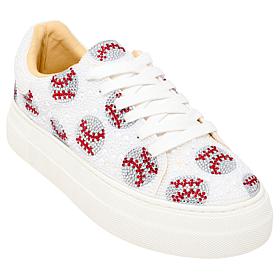 "As Is" Betsey Johnson Sidny Rhinestone-Encrusted Sports Platform S...