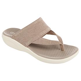 "As Is" BZees Canvas Bright Thong Wedge Sandal
