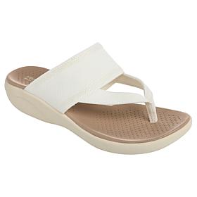 "As Is" BZees Canvas Bright Thong Wedge Sandal
