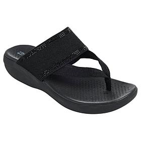 "As Is" BZees Canvas Bright Thong Wedge Sandal