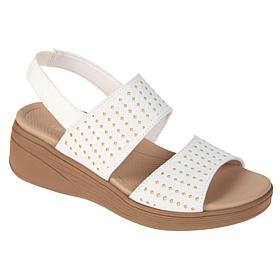 "As Is" Bzees Festive Machine Washable Stretch Fabric Wedge Sandal