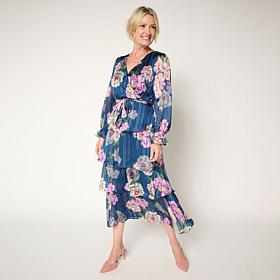 "As Is" C Wonder Chiffon Faux Wrap Flounce Dress