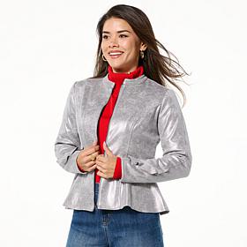 "As Is" C Wonder Metallic Knit Ruffle Jacket