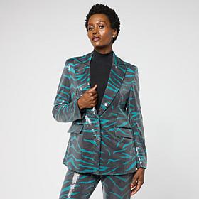 "As Is" C Wonder Printed Sequin Blazer