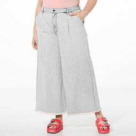 "As Is" C Wonder Stretch Denim Raw Edge Wide Leg Jean