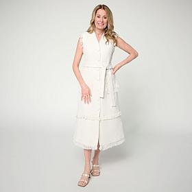 "As Is" C Wonder Tweed Fringe Trim Vest Dress