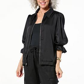 "As Is" Colleen Lopez Balloon Sleeve Zip Front Jacket