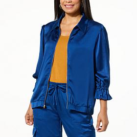 "As Is" Colleen Lopez Balloon Sleeve Zip Front Jacket