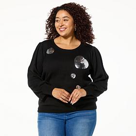 "As Is" Colleen Lopez Conversational Sequin Heart Sweater