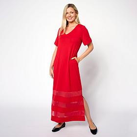 "As Is" Colleen Lopez EveryWear Mesh Insert Maxi Dress