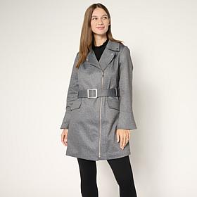 "As Is" Colleen Lopez Faux Denim Double Breasted Belted Jacket