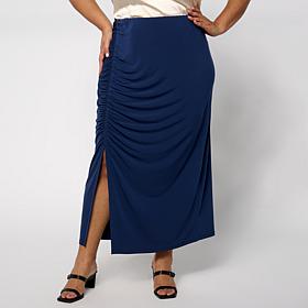 "As Is" Colleen Lopez Knit Slide Slit Skirt with Gathers