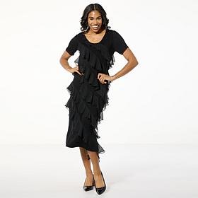 "As Is" Colleen Lopez Knit Tiered Ruffle Dress