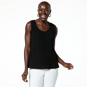 "As Is" Colleen Lopez Open Knit Flounce Hem Tank Top