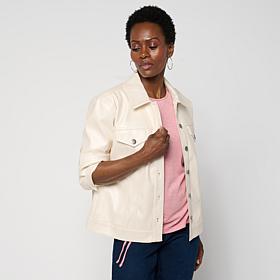 "As Is" Colleen Lopez Pearlized Faux Leather Jacket 