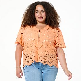 "As Is" Colleen Lopez Relaxed Eyelet Shirt Jacket