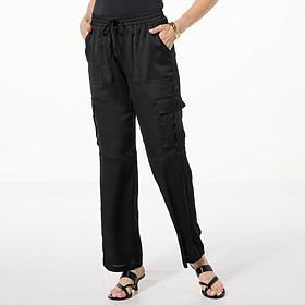 "As Is" Colleen Lopez Satin Pull-On Cargo Pant