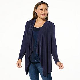 "As Is" Colleen Lopez Sequined Twofer Top with Front Cascade Panels