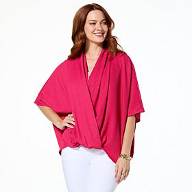 "As Is" Colleen Lopez Textured Knit Dolman Sleeve Bubble Hem Top
