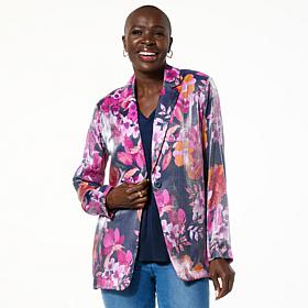"As Is" Colleen Lopez Woven Blazer with Zippered Sleeve Detail