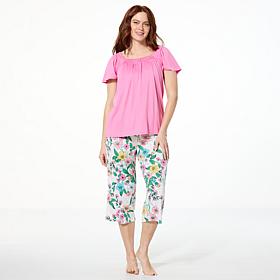 "As Is" Comfort Code 2-piece Soft & Light Top and Capri Pant Sleep Set