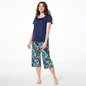 "As Is" Comfort Code 2-piece Soft & Light Top and Capri Pant Sleep Set