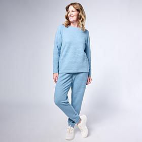 "As Is" Comfort Code Quilted Knit 2-piece Top and Jogger Set