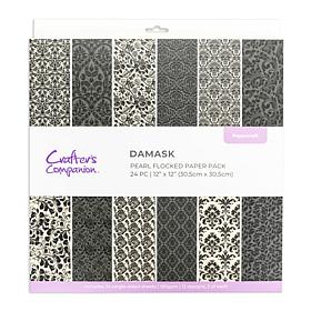 "As Is" Crafter's Companion Flocked Damask 12" x 12" Paper Pad - 24...