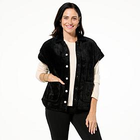 "As Is" Democracy Drop Shoulder Plush Button Front Vest
