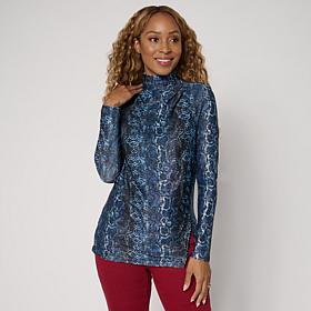 "As Is" DG2 by Diane Gilman Draped Mock Neck Top