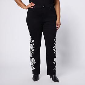 "As Is" DG2 by Diane Gilman Embroidered New Classic Stretch Denim