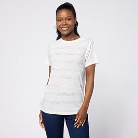"As Is" DG2 by Diane Gilman Everyday Jersey Crewneck Embellished Tee