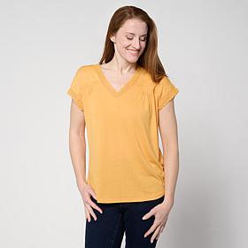 "As Is" DG2 by Diane Gilman Everyday Jersey Lace Trimmed Knit Top