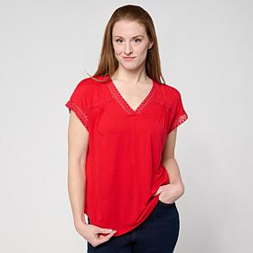"As Is" DG2 by Diane Gilman Everyday Jersey Lace Trimmed Knit Top