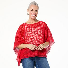 "As Is" DG2 by Diane Gilman Lace Poncho with Crochet Border