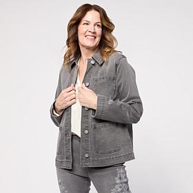 "As Is" DG2 by Diane Gilman Lux Touch Denim Patch Pocket Utility Ja...