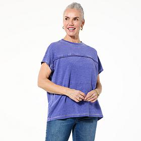 "As Is" DG2 by Diane Gilman Metallic-Trimmed Relaxed Crew Neck Knit...