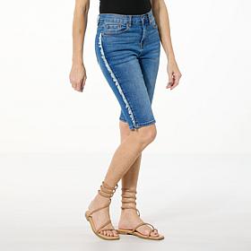 "As Is" DG2 by Diane Gilman NC Stretch Denim Side Fray Bermuda Short