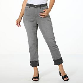 "As Is" DG2 by Diane Gilman New Classic Stretch Denim 2-Tone Straig...