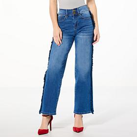 "As Is" DG2 by Diane Gilman New Classic Stretch Denim Frayed Wide-L...