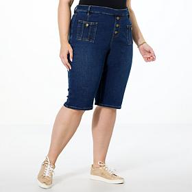 "As Is" DG2 by Diane Gilman New Classic Stretch Denim Pull-On Bermu...