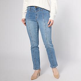 "As Is" DG2 by Diane Gilman New Classic Stretch Denim Seamed Straig...