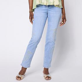 "As Is" DG2 by Diane Gilman New Classic Stretch Embroidered Straigh...