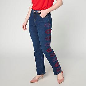 "As Is" DG2 by Diane Gilman New Classic Stretch Rhinestone Kiss Jean