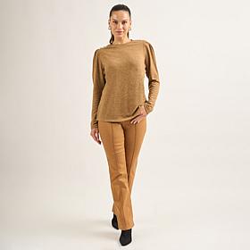 "As Is" DG2 by Diane Gilman Novelty Button Crew Neck Top