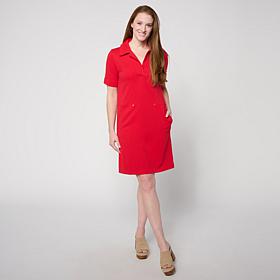"As Is" DG2 by Diane Gilman Ponte Knit Short-Sleeve A-Line Dress